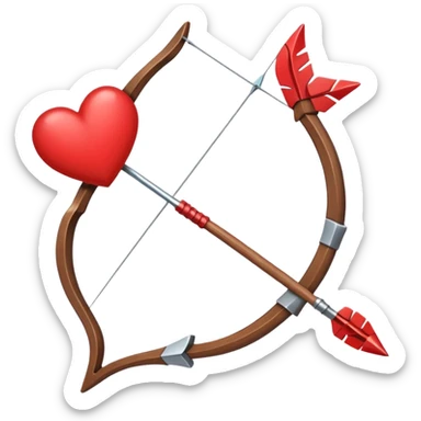 red bow and arrow with heart sticker