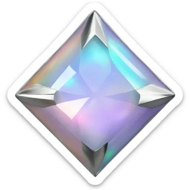 Silver chrome four-point star diamond opal sticker