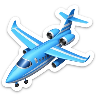 A compact jet with a blue-striped body and angled wings, climbing upward with steady power.
 sticker