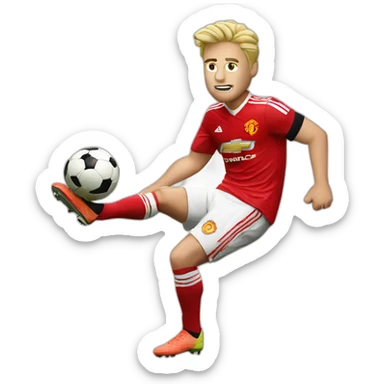 blonde manchester united player kicking sticker