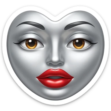 A seductive pair of slightly parted lips emoji made of liquid silver chrome, smooth glossy metallic surface, soft sensual curves, subtle reflections, luxury sexy aesthetic, minimal iOS emoji style, centered composition, clean white background, soft studio lighting, no text sticker