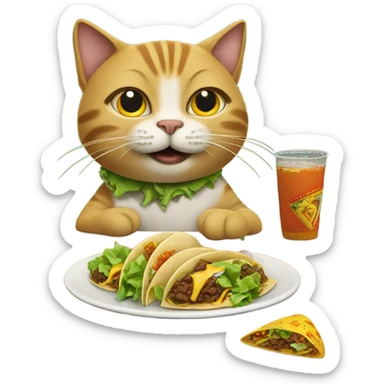 Cat eating tacos sticker