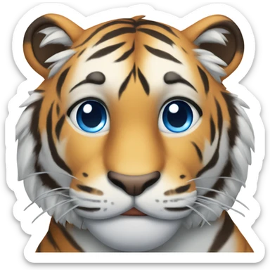Smiling tiger with blue eyes sticker