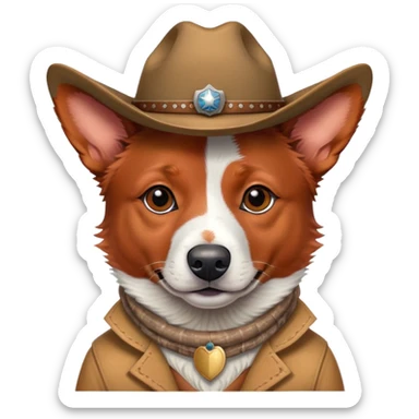 Red Australian cattle dog with cowboy hat sticker