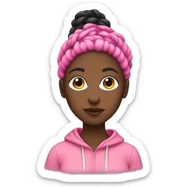 Black girl with pink hoodie and braids  sticker