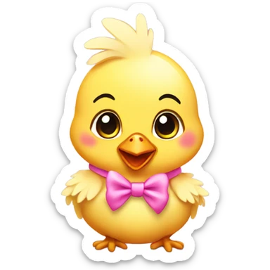 Baby chicken with pink bow sticker