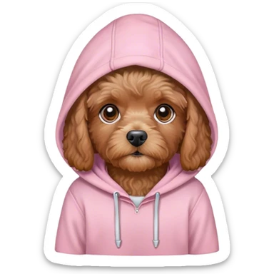 brown cavapoo with light pink hoodie  sticker