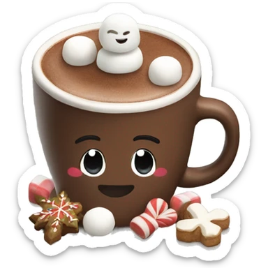 Hot chocolate with marshmallows Christmas themed  sticker