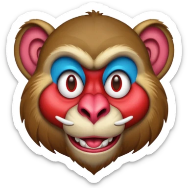 cartoon mandrill character, simple and expressive, clear face, bright colors, apple style emoji sticker