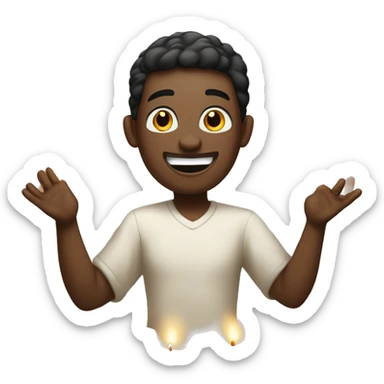 white skin man rejoices around candles burning sticker