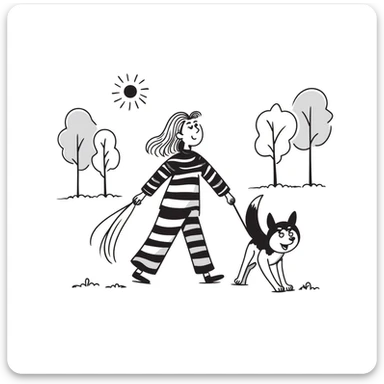 Blonde woman walking a happy Siberian husky  sticker