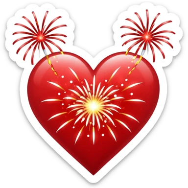 Heart fireworks sticker