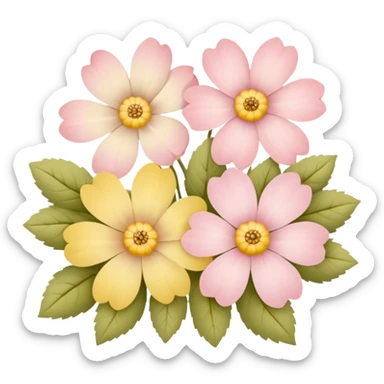 flowers in soft pink, beige and yellow pastel colors sticker