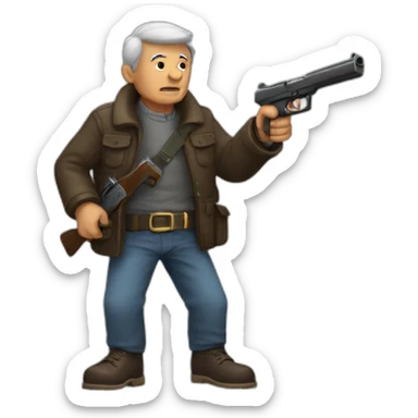 Grandfather with a gun sticker