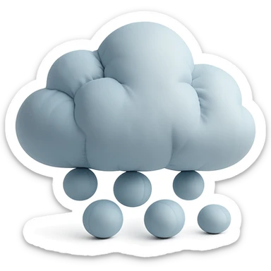 plush cloud with hail, soft edges, icy blue tones, cushion style sticker