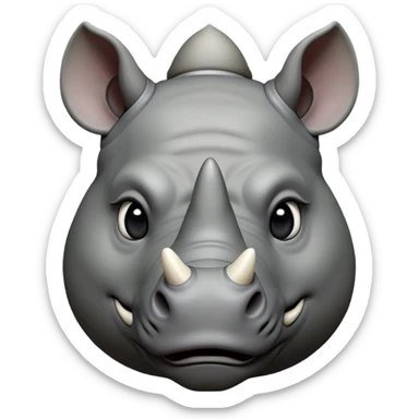 cinematic-noble--rhinoceros-portrait-emoji,slate-grey-hide--poised-and-regal,-with-a-massive,-powerful-build-and-a-thick, -deep-set-soulful-piercing-eyes,-simplified-yet-sharp-and-sophisticated-features,-highly-detailed,-large-black-eyes, zoomed out showing shoulders sticker