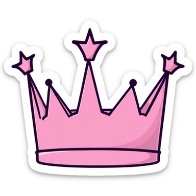 Flat icon of a pink crown with five rounded points, outlined in yellow. sticker