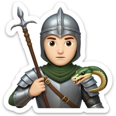 A Russian knight kills a snake with a spear. sticker