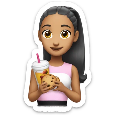 ariana grande holding a cookie and juice sticker