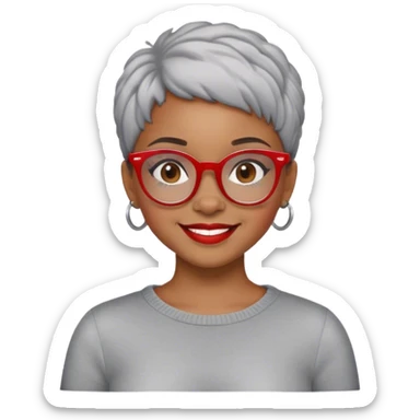 Light skinned Black girl with red glasses short natural gray haircut celebrating Black history month sticker