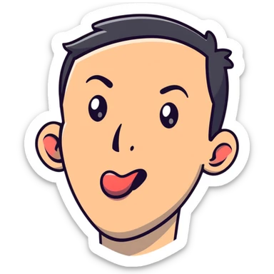 man with tongue out looking sideways sticker