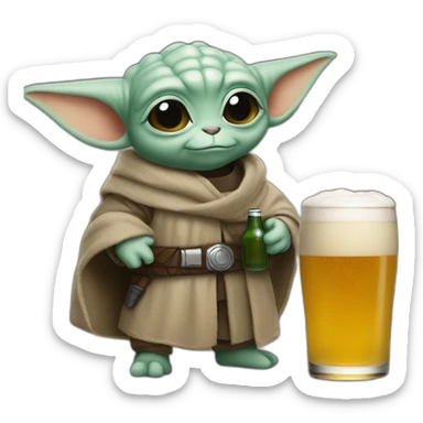 Grogu Star wars drinking a beer sticker