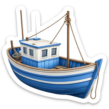 Design a small fishing boat with nets sticker