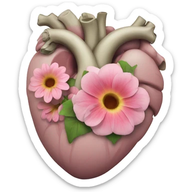 Anatomical hart with flowers sticker