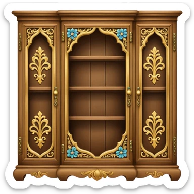 a cabinet with one open shelf and two closed ones sticker