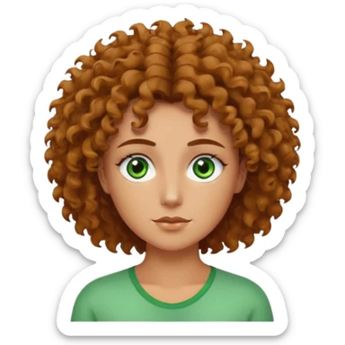 Hot, fluffy curly messy blobd hair, green eyes, tanned skin, squear sculpted head, arched broen brows, sticker