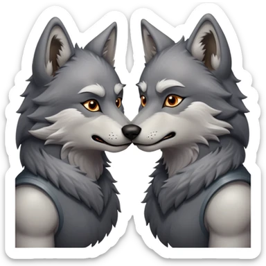 anthropomorphic male wolfs kissing  sticker