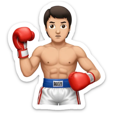 Boxing fighter Rocky Balboa with boxing gloves in fighting stance sticker