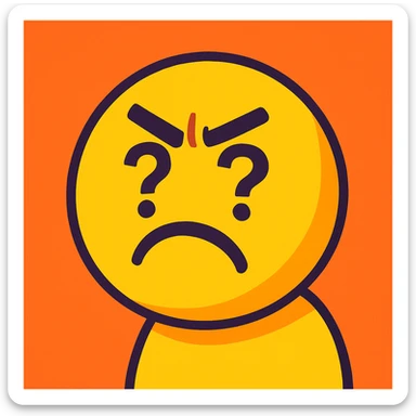 angry emoji with a confused look sticker