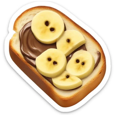 Toasted bread with Nutella and banana slices on it sticker