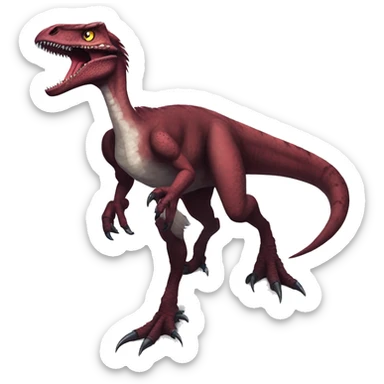 Maroon edgy badass modern handsome punk velociraptor-dragon-Digimon, full body sticker