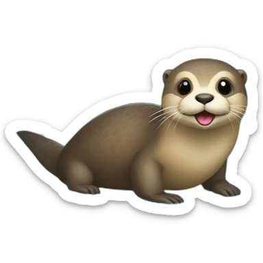 Loutre sur tortue avec oiseau sticker