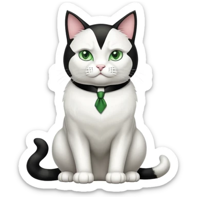 Buff Jacked up Huge jumbo Super Duper Muscular Cat with a 10 pack full body black and white tuxedo colored body and green eyes  sticker