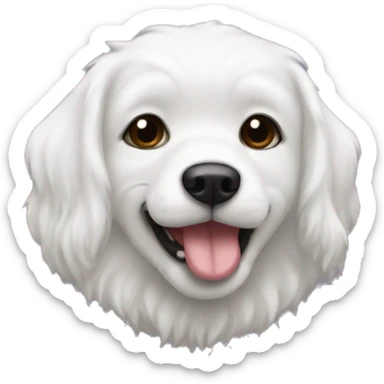 Un perro blanco peludo con un moño rosita  sticker