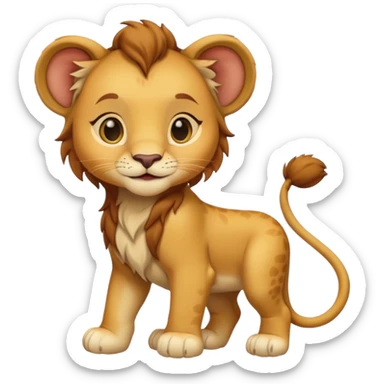 in lion family, only baby Girl lion., full body, single tail sticker