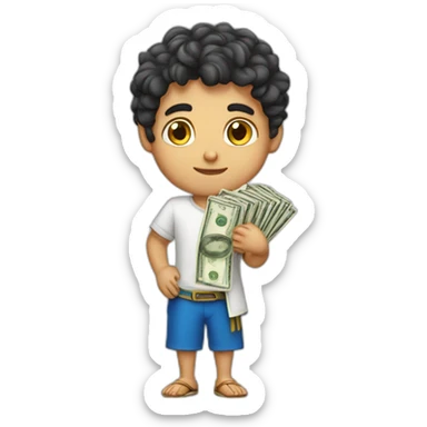 A serious Greek boy counting money  sticker