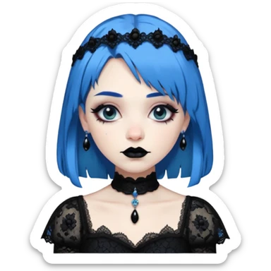 blue haired old goth princess sticker