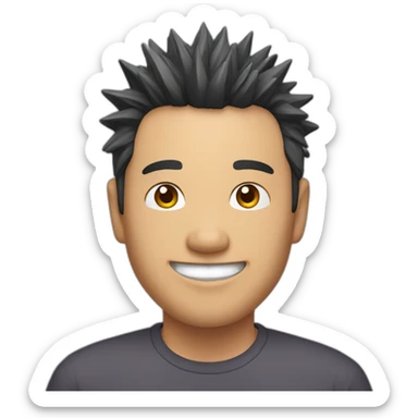 asian man 40yo with spiky hair smile sticker