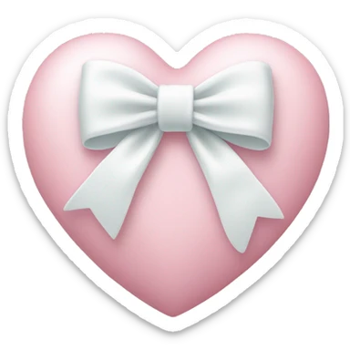 Pastel pink heart with white bow sticker