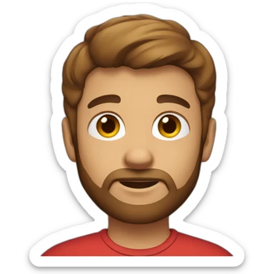 boy with red t-shirt, defined beard and brown short hair sticker
