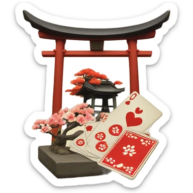 shinto_shrine::flower_playing_cards☯ sticker