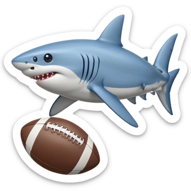 blue shark emoji with rugby ball sticker