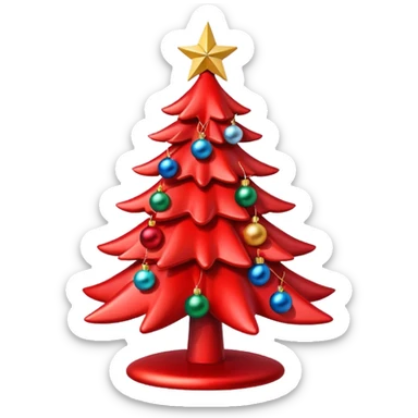 red Christmas tree with a star with the "S" logo on it sticker