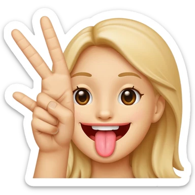 Grinning face with tongue holding up a hand making a peace sign sticker