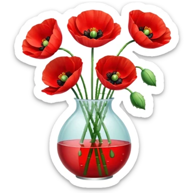 poppy flowers in a vase sticker
