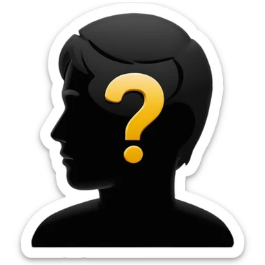 silhouette of a man with a question mark sticker